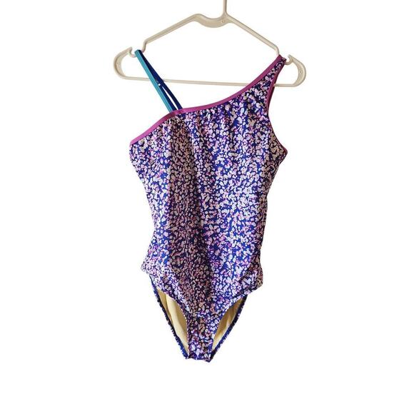 Lands End sz XL 14 16 plus one shoulder chlorine resistant one piece open back - Picture 4 of 6